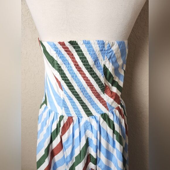 Maeve Anthropologie Halter Midi Sundress Striped Neutral Mot Size M - Picture 9 of 11